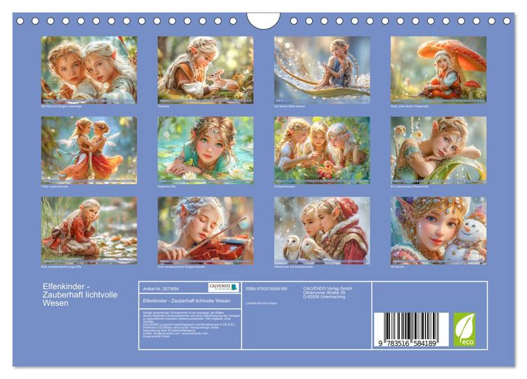Produktbild: Elfenkinder - Zauberhaft lichtvolle Wesen (Wandkalender 2026 DIN A4 quer), CALVENDO Monatskalender