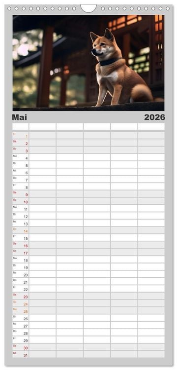 Produktbild: Familienplaner 2026 - Shiba Inu - Stolz und Anmut mit 5 Spalten (Wandkalender, 21 x 45 cm) CALVENDO
