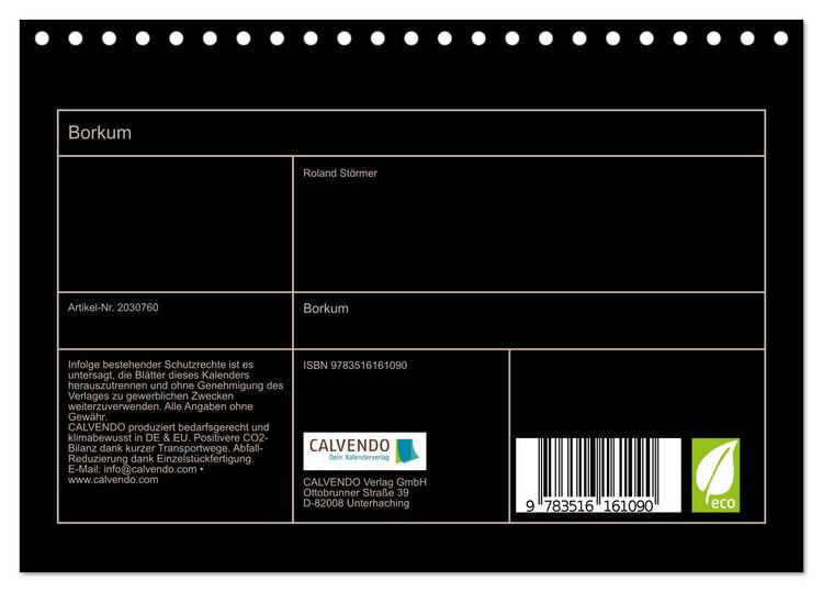 Produktbild: Borkum (Tischkalender 2026 DIN A5 quer), CALVENDO Monatskalender