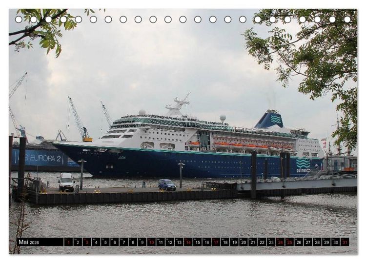 Produktbild: Kreuzfahrtschiffe in Hamburg (Tischkalender 2026 DIN A5 quer), CALVENDO Monatskalender