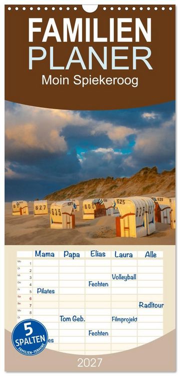 Produktbild: Familienplaner 2027 - Moin Spiekeroog mit 5 Spalten (Wandkalender, 21 x 45 cm) CALVENDO