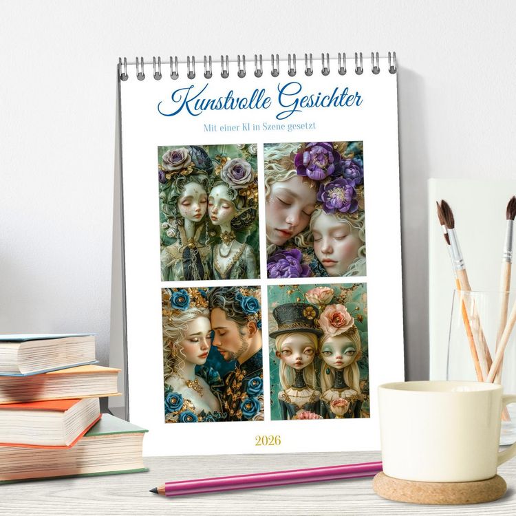 Produktbild: Kunstvolle Gesichter (Tischkalender 2026 DIN A5 hoch), CALVENDO Monatskalender