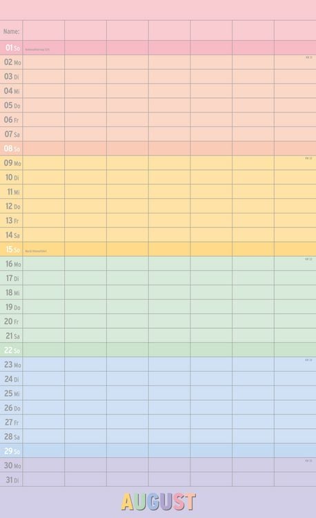 Produktbild: Megaplaner 2027 mit 7 Spalten
