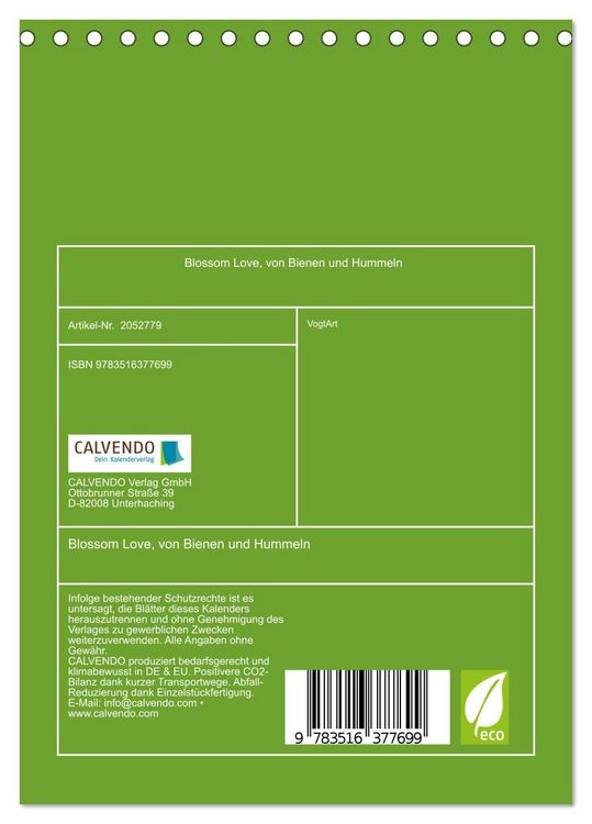 Produktbild: Blossom Love, von Bienen und Hummeln (Tischkalender 2026 DIN A5 hoch), CALVENDO Monatskalender
