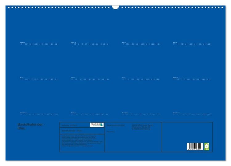 Produktbild: Bastelkalender - Blau (Wandkalender 2026 DIN A2 quer), CALVENDO Monatskalender