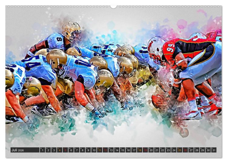 Produktbild: American Football extrem (Wandkalender 2026 DIN A2 quer), CALVENDO Monatskalender