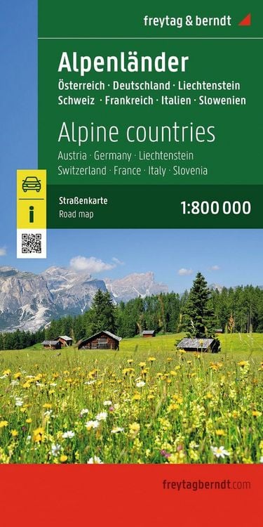 Produktbild: Freytag & berndt Stra&szlig;enkarte Alpenl&auml;nder, &Ouml;sterreich - Deutschland - Schweiz - Frankreich - Italien - Slowenien 1:800.000
