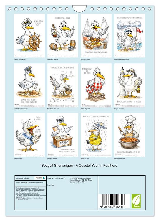 Produktbild: Seagull Shenanigan - A Coastal Year in Feathers (Wall Calendar 2027 DIN A4 portrait), CALVENDO 12 Month Wall Calendar