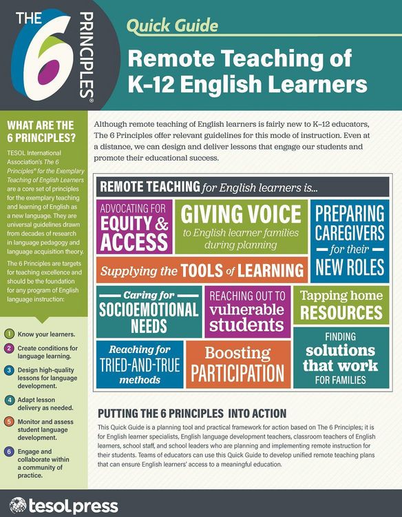 Produktbild: The 6 Principles Quick Guide: Remote Teaching of K-12 English Learners