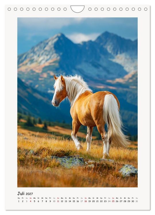 Produktbild: Berge und M&auml;hnen. Haflinger zwischen Alm, Sonne und Freiheit (Wandkalender 2027 DIN A4 hoch), CALVENDO Monatskalender