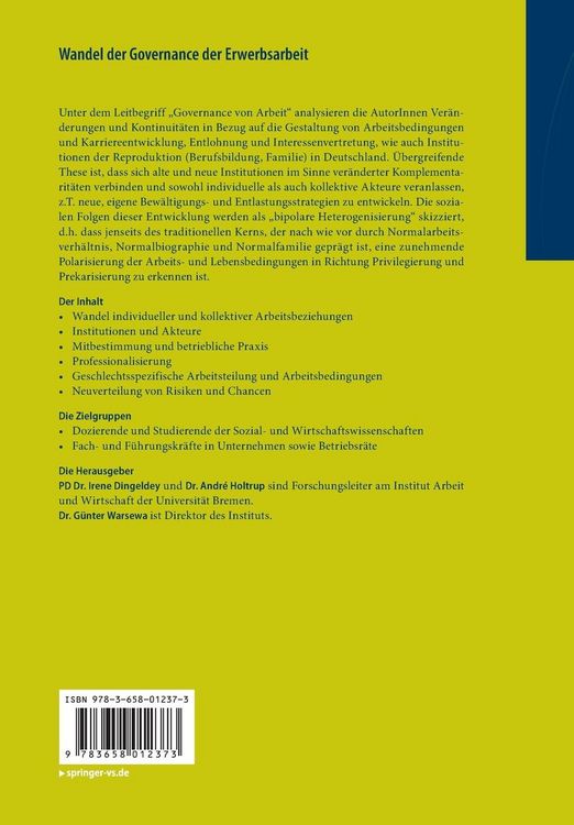 Produktbild: Wandel der Governance der Erwerbsarbeit