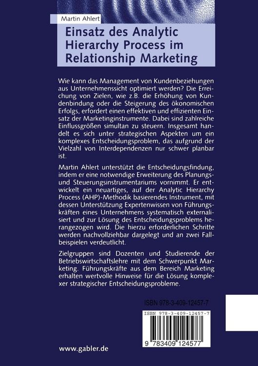 Produktbild: Einsatz des Analytic Hierarchy Process im Relationship Marketing