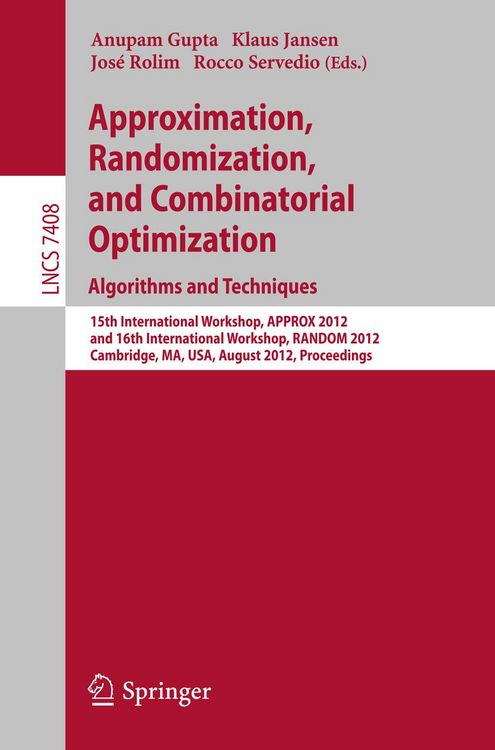Produktbild: Approximation, Randomization, and Combinatorial Optimization. Algorithms and Techniques