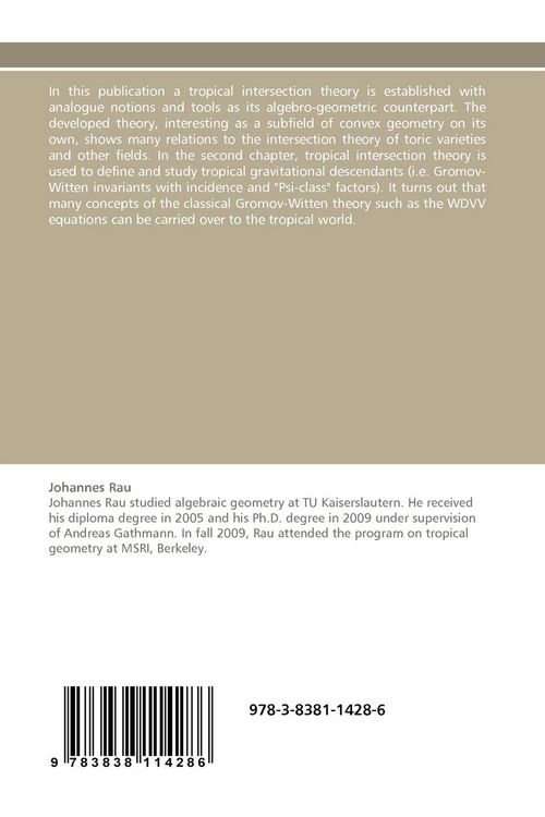 Produktbild: Tropical intersection theory and gravitational descendants