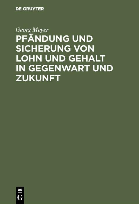 Produktbild: Pf&auml;ndung und Sicherung von Lohn und Gehalt in Gegenwart und Zukunft