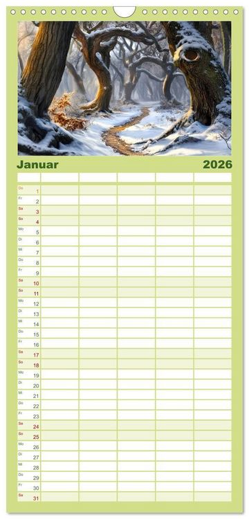 Produktbild: Familienplaner 2026 - Mystik der W&auml;lder mit 5 Spalten (Wandkalender, 21 x 45 cm) CALVENDO