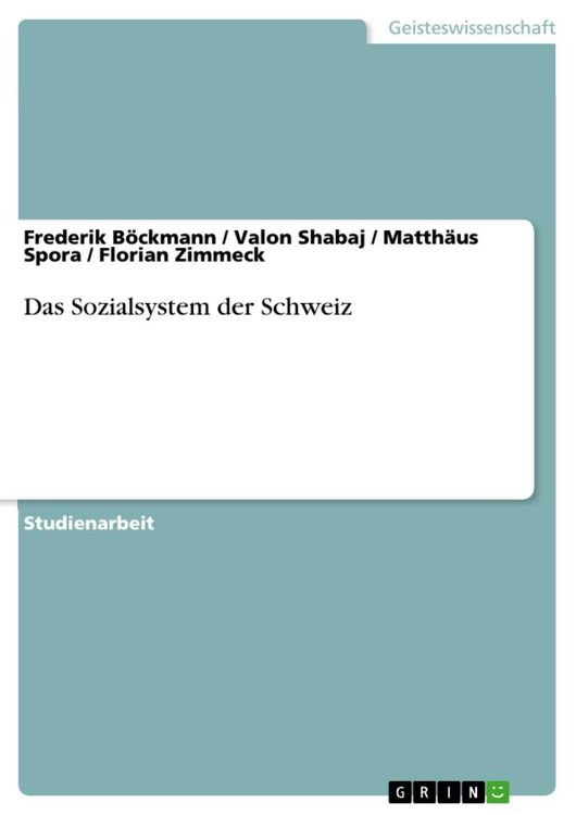 Produktbild: Das Sozialsystem der Schweiz