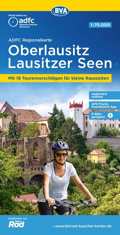 Produktbild: ADFC-Regionalkarte Oberlausitz - Lausitzer Seen, 1:75.000, mit Tagestourenvorschlägen, reiß- und wetterfest, GPS-Tracks Download