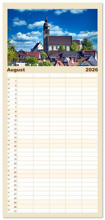 Produktbild: Familienplaner 2026 - B&ouml;blingen und Sch&ouml;nbuch mit 5 Spalten (Wandkalender, 21 x 45 cm) CALVENDO