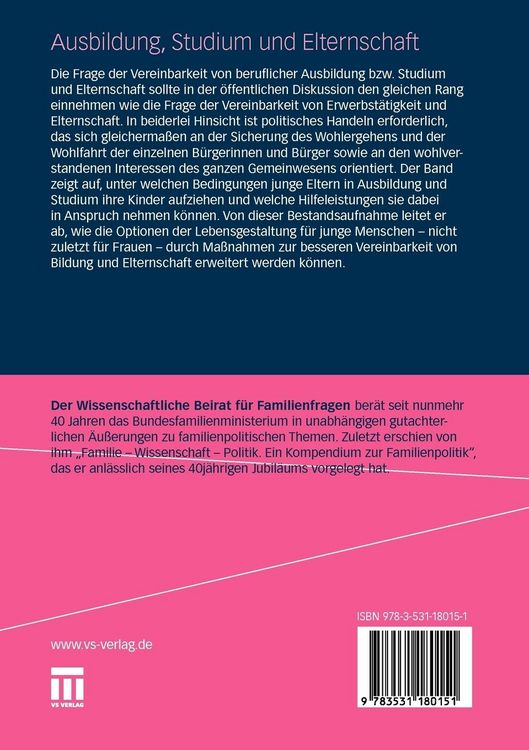 Produktbild: Ausbildung, Studium und Elternschaft