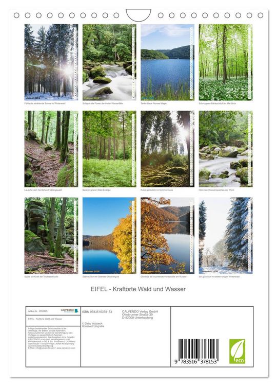 Produktbild: EIFEL - Kraftorte Wald und Wasser (Wandkalender 2026 DIN A4 hoch), CALVENDO Monatskalender