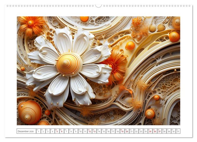 Produktbild: Eleganz in Gold und Orange (hochwertiger Premium Wandkalender 2026 DIN A2 quer), Kunstdruck in Hochglanz
