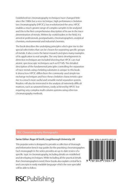 Produktbild: High Performance Chelation Ion Chromatography