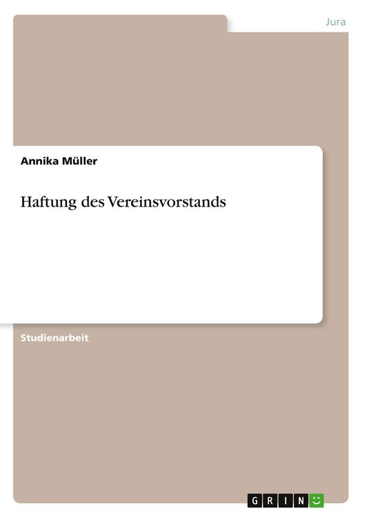 Produktbild: Haftung des Vereinsvorstands
