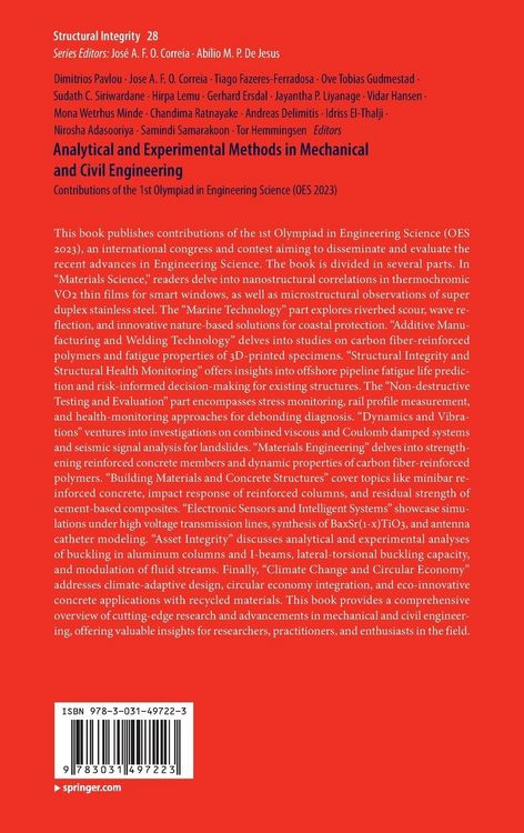 Produktbild: Analytical and Experimental Methods in Mechanical and Civil Engineering
