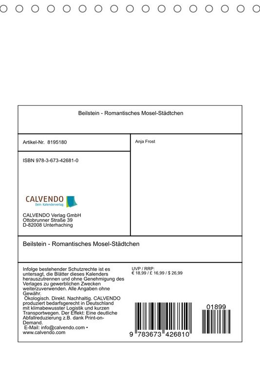 Produktbild: Beilstein - Romantisches Mosel-St&auml;dtchen (Tischkalender 2022 DIN A5 hoch)