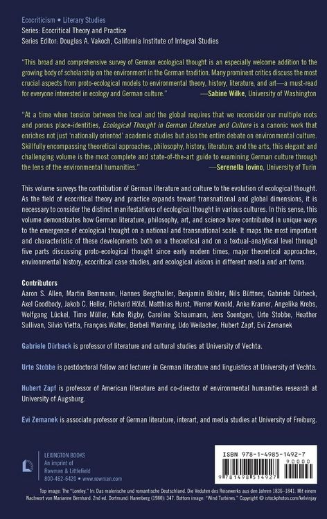 Produktbild: Ecological Thought in German Literature and Culture