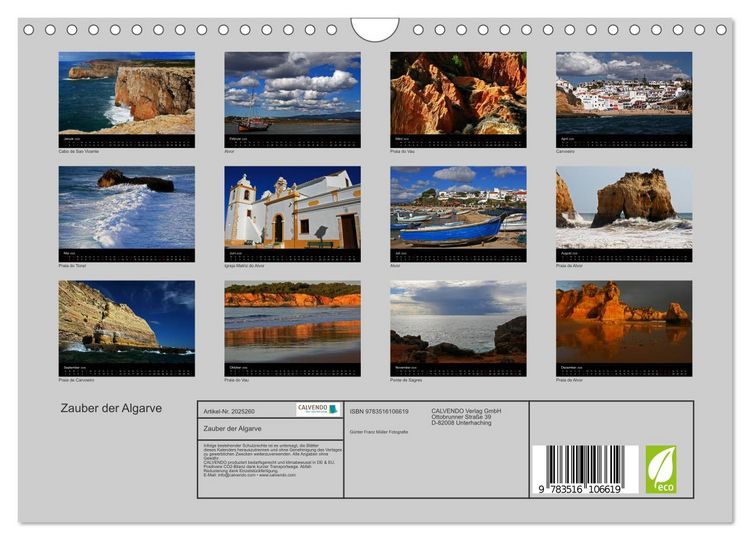 Produktbild: Zauber der Algarve (Wandkalender 2026 DIN A4 quer), CALVENDO Monatskalender