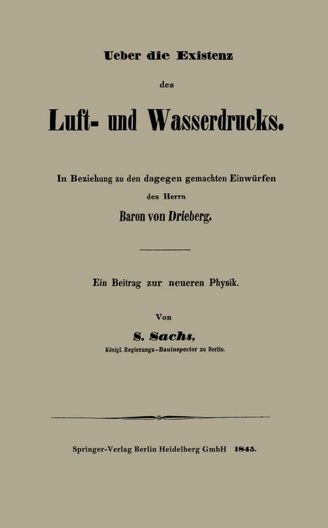Produktbild: Ueber die Existenz des Luft- und Wasserdrucks