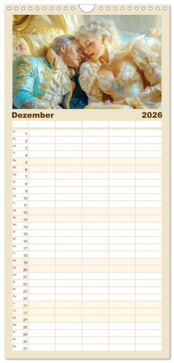 Produktbild: Familienplaner 2026 - Zarte anmutige Romanzen mit 5 Spalten (Wandkalender, 21 x 45 cm) CALVENDO