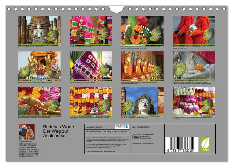 Produktbild: Buddhas Worte - Der Weg zur Achtsamkeit (Wandkalender 2026 DIN A4 quer), CALVENDO Monatskalender