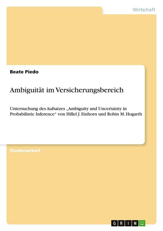 Produktbild: Ambiguit&auml;t im Versicherungsbereich