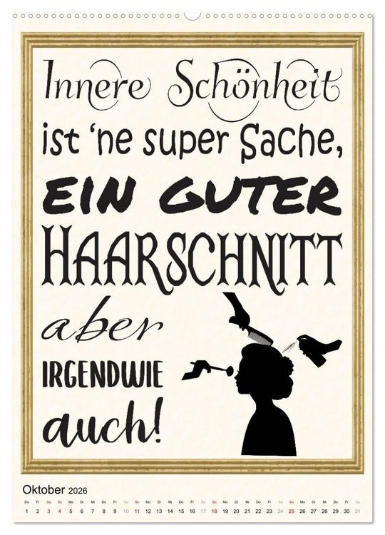 Produktbild: Friseur-Spr&uuml;che (Wandkalender 2026 DIN A2 hoch), CALVENDO Monatskalender