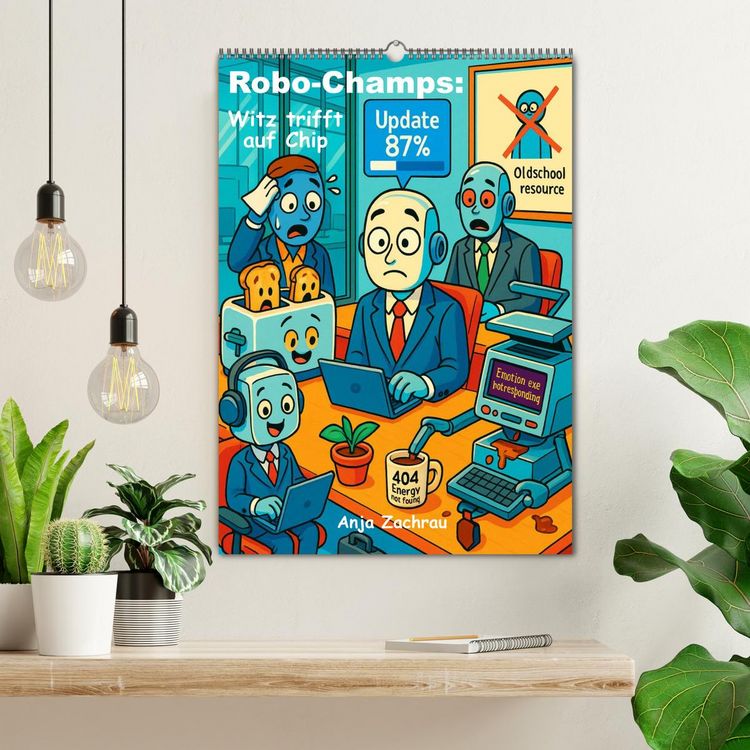 Produktbild: Robo-Champs: Witz trifft auf Chip (Wandkalender 2026 DIN A2 hoch), CALVENDO Monatskalender