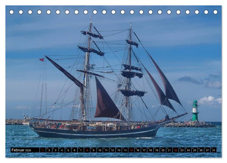 Produktbild: Segelschiffe vor Warnem&uuml;nde (Tischkalender 2026 DIN A5 quer), CALVENDO Monatskalender