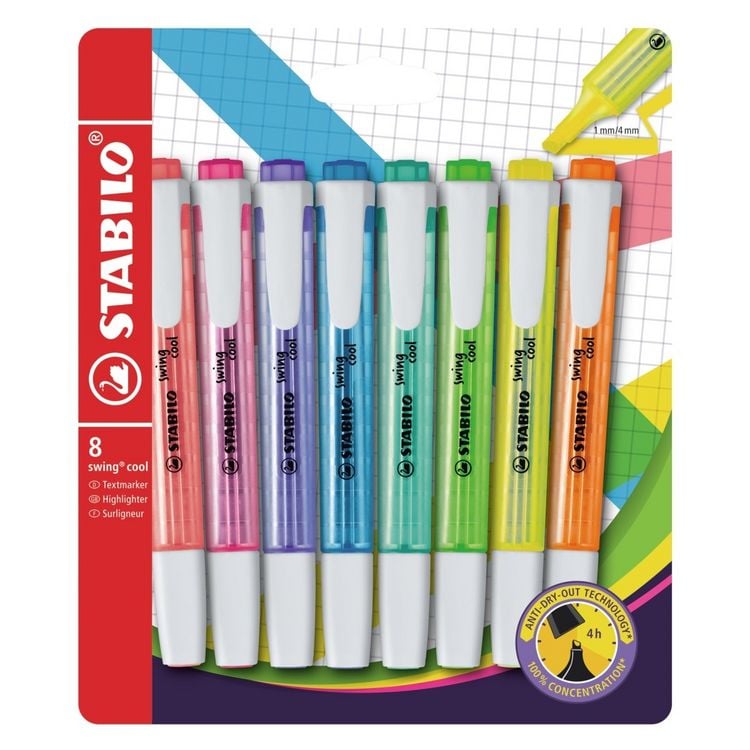 Produktbild: STABILO Textmarker -   swing cool - 8er Pack - mit 8 verschiedenen Farben