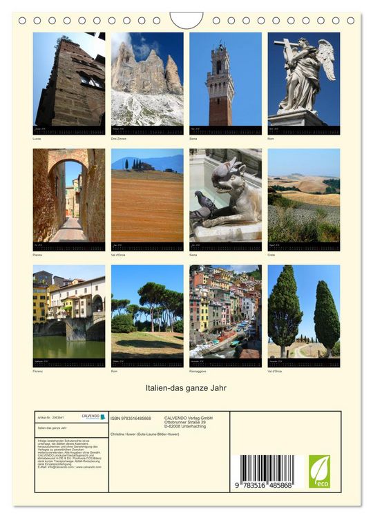 Produktbild: Italien-das ganze Jahr (Wandkalender 2026 DIN A4 hoch), CALVENDO Monatskalender