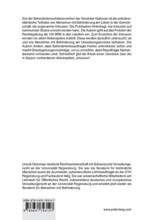 Produktbild: Die Umsetzung der UN-Behindertenrechtskonvention auf kommunaler Ebene in Bayern