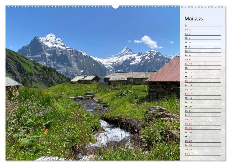 Produktbild: Alpenauszeit - Schweizer Bergsommermomente f&uuml;r die Seele (hochwertiger Premium Wandkalender 2026 DIN A2 quer), Kunstdruck in Hochglanz