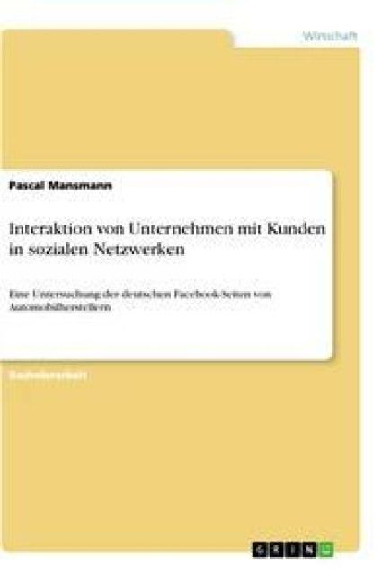 Produktbild: Interaktion von Unternehmen mit Kunden in sozialen Netzwerken