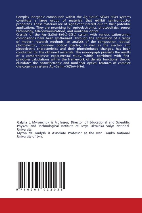 Produktbild: Optoelectronic and non-linear optical features of complex chalcogenide