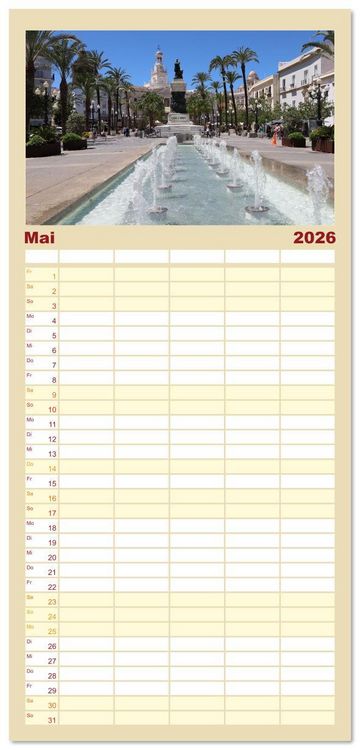 Produktbild: Familienplaner 2026 - Andaluc&iacute;a - Buenos D&iacute;as mit 5 Spalten (Wandkalender, 21 x 45 cm) CALVENDO
