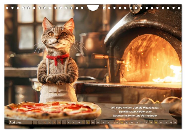 Produktbild: Tierisch lustige Pizzab&auml;cker (Wandkalender 2026 DIN A4 quer), CALVENDO Monatskalender