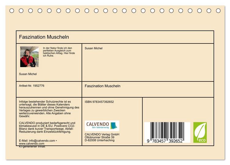 Produktbild: Faszination Muscheln (Tischkalender 2026 DIN A5 quer), CALVENDO Monatskalender