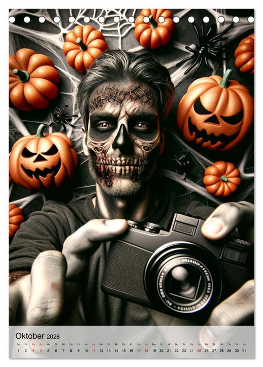 Produktbild: Zombie Selfies - Ein humorvoller Blick auf das untote Dasein (Tischkalender 2026 DIN A5 hoch), CALVENDO Monatskalender