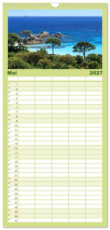 Produktbild: Familienplaner 2027 - Korsika - raue Sch&ouml;nheit mit 5 Spalten (Wandkalender, 21 x 45 cm) CALVENDO